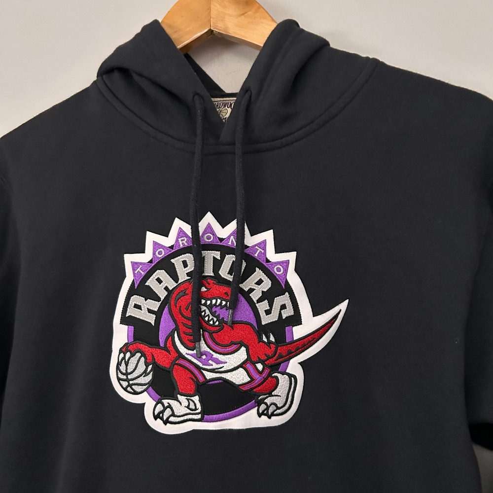 Toronto Raptors Hoodie Mens Medium Black NBA Hardwood Classics Retro Pullover‎